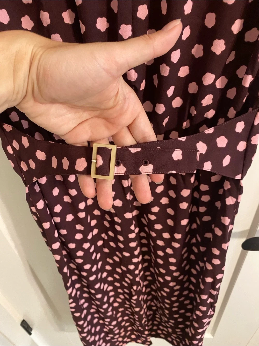 kate spade Brown Midi Dress with Pink Spot Print